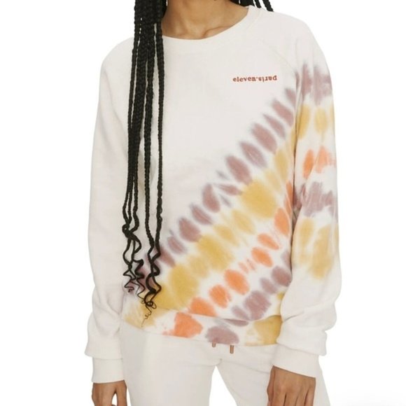 Eleven Paris Diagonal Tie Dye Cotton Sweatshirt - Picture 1 of 6